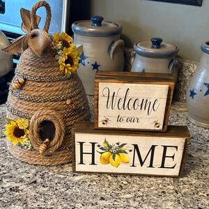 Rustic Home Decor Set with Sunflower and Lemon Accents